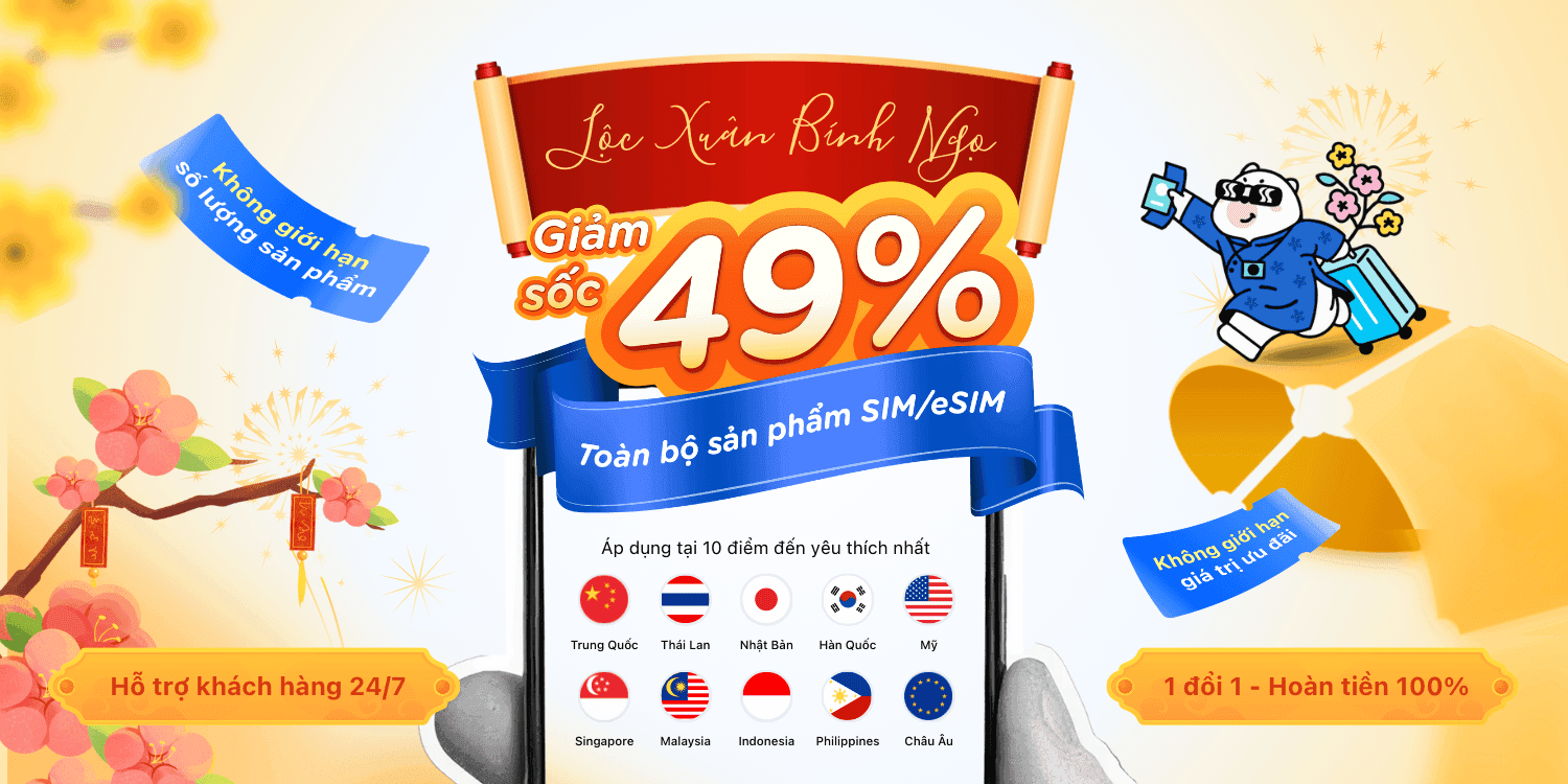 Lộc Xuân Bính Ngọ: Giảm 49% Toàn Bộ Sản Phẩm SIM & eSIM Gohub