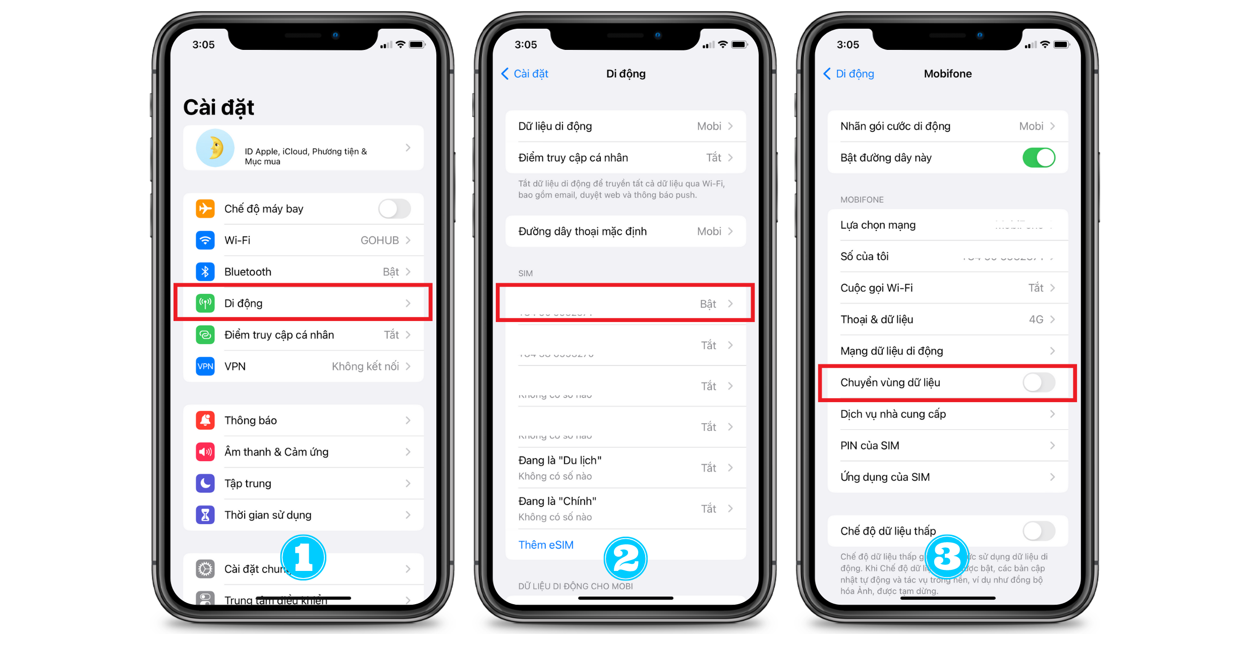 Hướng dẫn bật chuyển vùng dữ liệu khi dùng eSIM Gohub