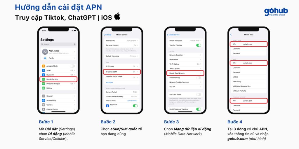 cách cài đặt APN cho iphone