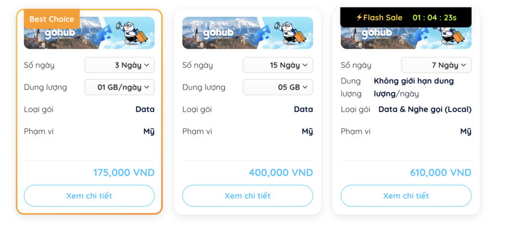 Các gói eSIM du lịch Mỹ từ Gohub