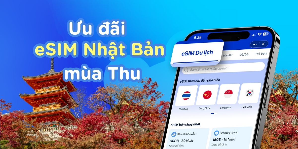 Ưu đãi eSIM Nhật Bản mùa thu từ Gohub